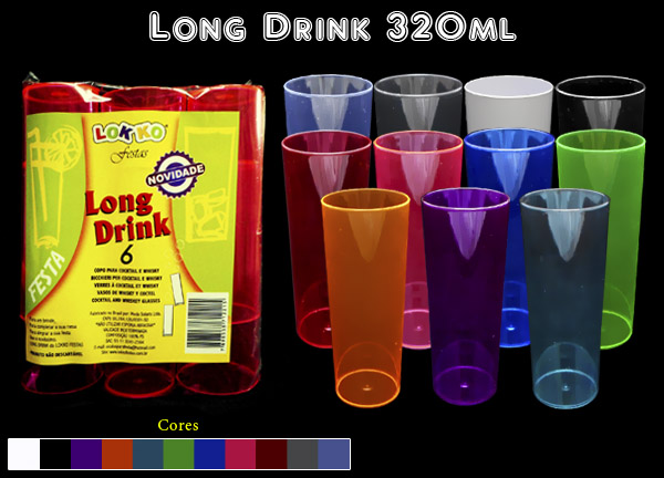 Copos de festa long drink 320ml